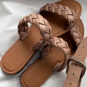 Braided Slide Sandals Tan/ Nude Size 8.5 NWOT